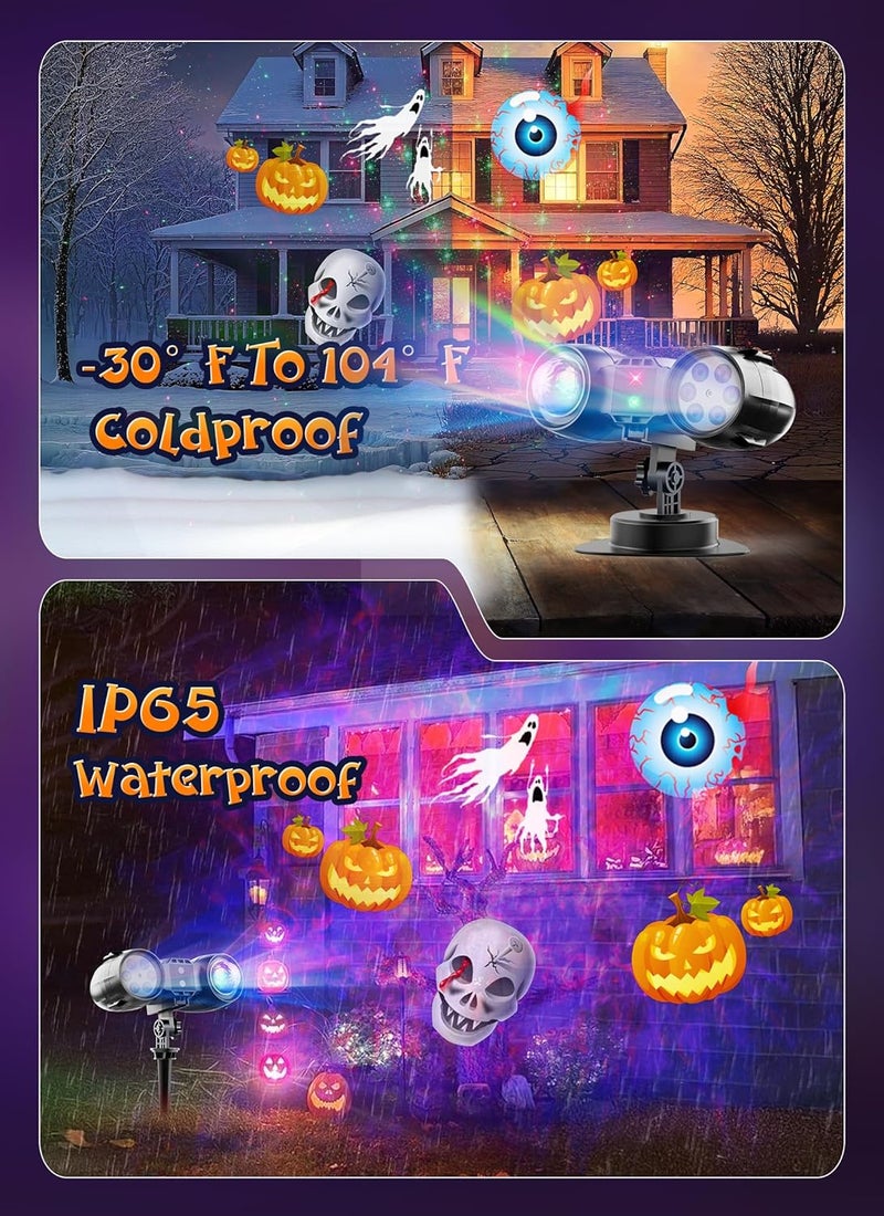 SmartDawn 3 in 1 Halloween Christmas Projector Lights Outdoor 21 HD Effects (3D Ocean Wave + Patterns+Red Green) Waterproof with Timer Halloween Landscape Lights for Indoor Holiday - Image 4